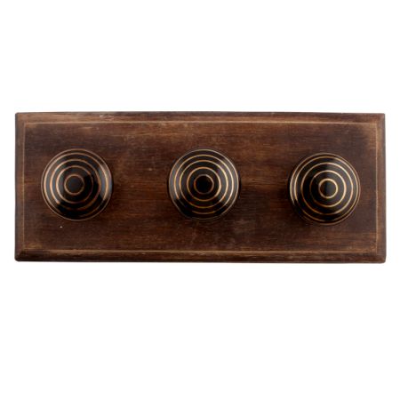 Black Striped Ceramic Wooden Hooks 